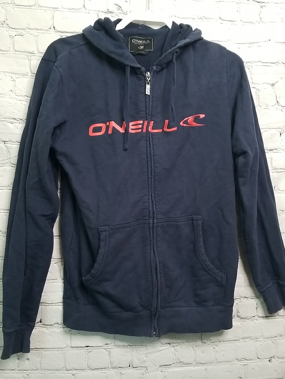 O'Neill Mens Hoodie Medium Zip Front Pouch Pockets